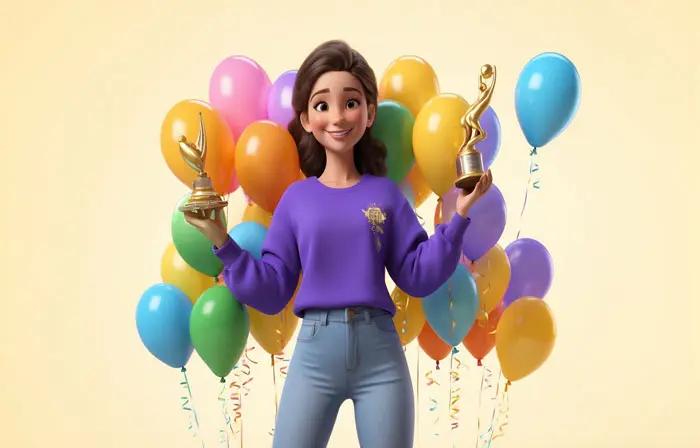 Award Winning Girl 3D Cartoon Character Design Illustration image